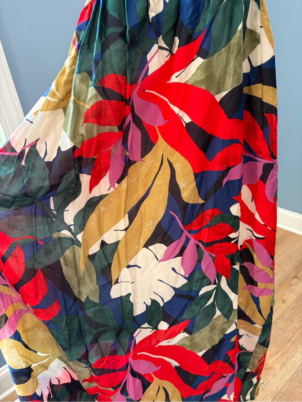 A New Day Tropical Leaf Midi Dress Size Medium Colorful Resort Dress - Picture 8 of 9